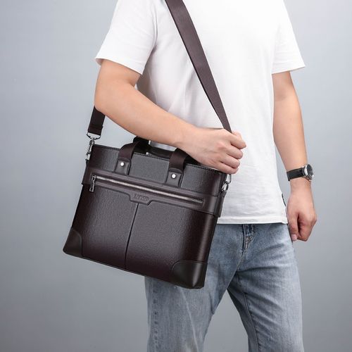 Men's Business Briefcase,Diagonal Handbag,Shoulder Bag,Computer Bag,Handbag - Brown