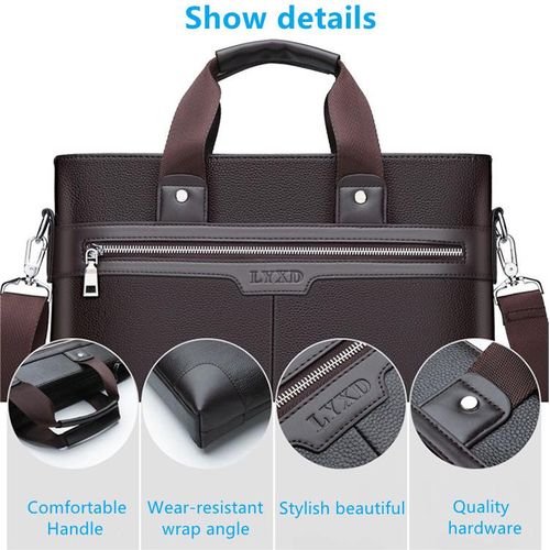 Men's Business Briefcase,Diagonal Handbag,Shoulder Bag,Computer Bag,Handbag - Brown
