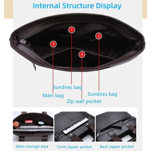 Men's Business Briefcase,Diagonal Handbag,Shoulder Bag,Computer Bag,Handbag - Brown