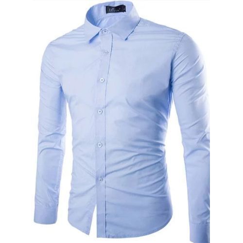 Men's Long Sleeve Slim Shirt - Sky Blue