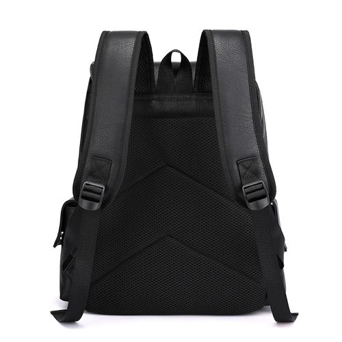 Backpack Large Capacity PU Travel Computer Bag For Men - Black