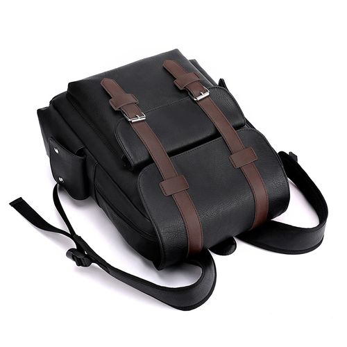 Backpack Large Capacity PU Travel Computer Bag For Men - Black