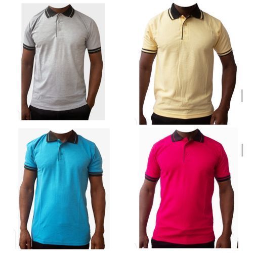 APack Of 4Unisex T-shirt Grey-Black, Cream-Black,Pink-Black,Blue-Black.