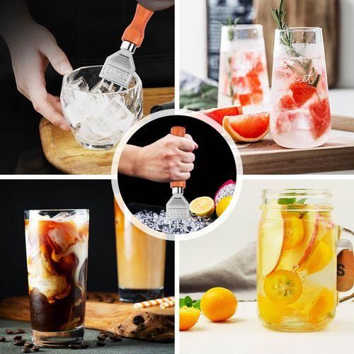 915 Generation Ice Pick  Sturdy Ice with Solid Wood Handle 304 Stainless Steel Three Pronged Ice Crusher for Bartender