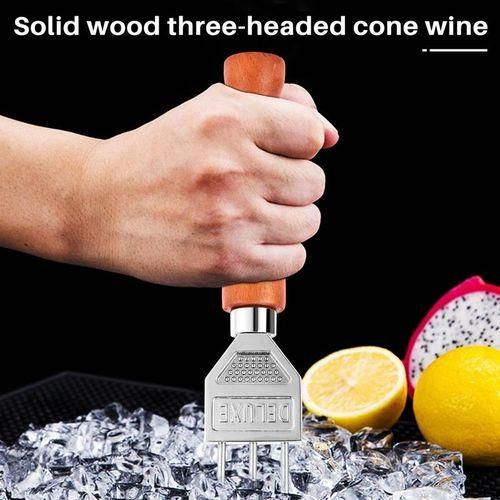 915 Generation Ice Pick  Sturdy Ice with Solid Wood Handle 304 Stainless Steel Three Pronged Ice Crusher for Bartender