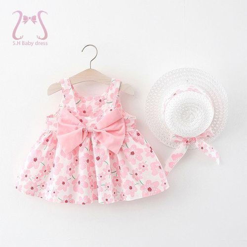 Fashion Bow Baby Dress Sling Dresses Baby Clothes Kids Clothes Hat