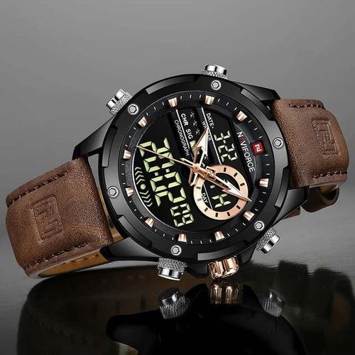 Naviforce Fashion Trendy Men's Office And Casual Watch - Brown Black