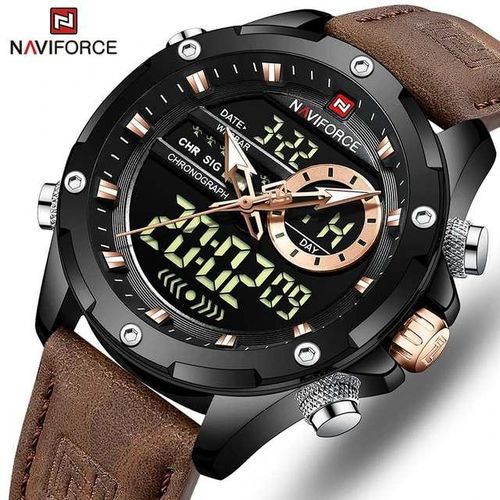 Naviforce Fashion Trendy Men's Office And Casual Watch - Brown Black