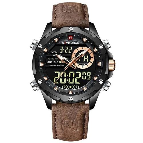 Naviforce Fashion Trendy Men's Office And Casual Watch - Brown Black