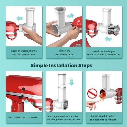 915 Generation Slicer Shredder Attachments Prep Vegetable Slicer for Stand Mixer Salad Maker with Cleaning Brush