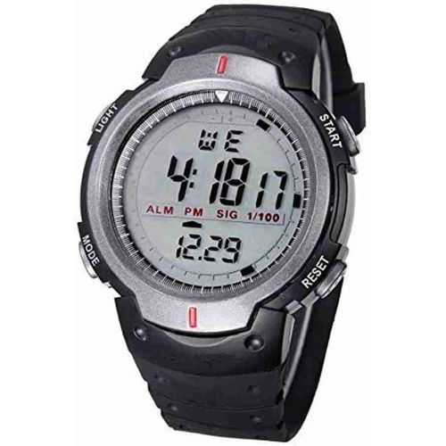 Men Outdoor Sport Luminous Week Date Alarm Digital Wrist Watch-Black