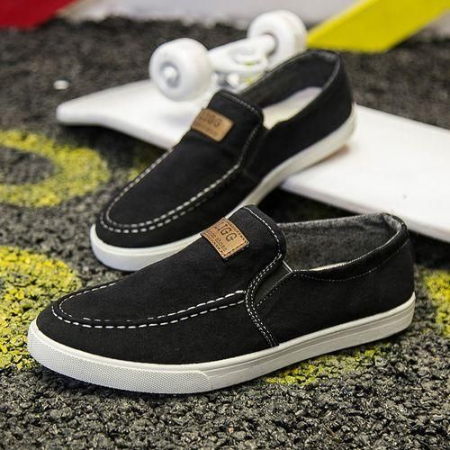 Men's Comfortable Breathable Slipon Shoes Loafers Canvas Casual Sneaker Black