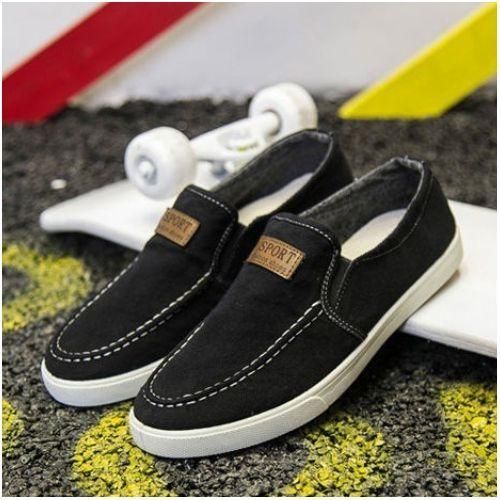 Men's Comfortable Breathable Slipon Shoes Loafers Canvas Casual Sneaker Black