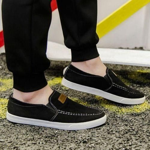 Men's Comfortable Breathable Slipon Shoes Loafers Canvas Casual Sneaker Black