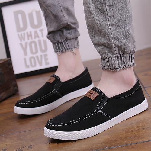 Men's Comfortable Breathable Slipon Shoes Loafers Canvas Casual Sneaker Black