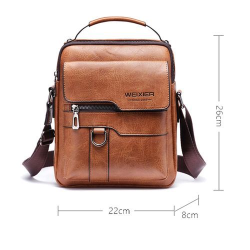 Vintage PU Men Handbag Leather Crossbody Bags Multi-pocket