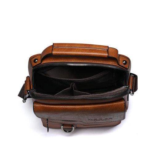 Vintage PU Men Handbag Leather Crossbody Bags Multi-pocket