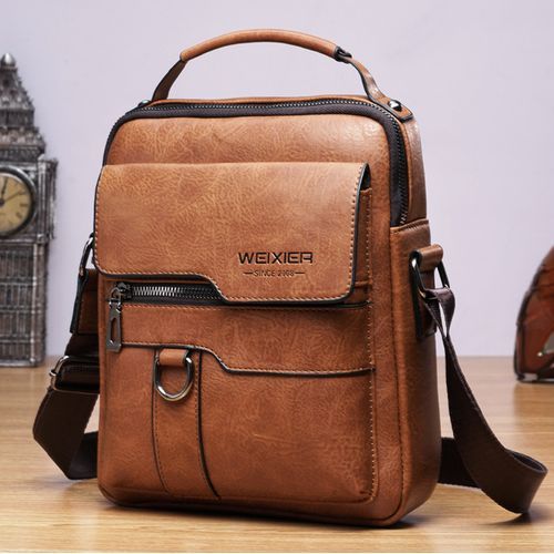 Vintage PU Men Handbag Leather Crossbody Bags Multi-pocket
