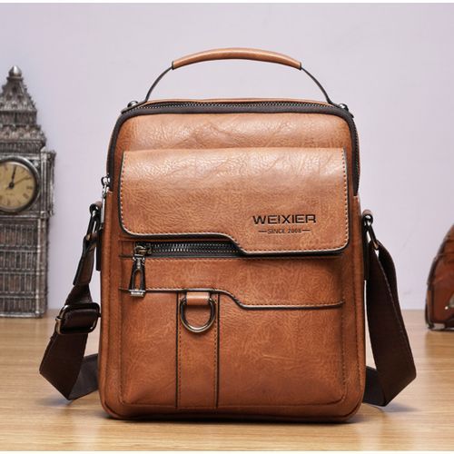 Vintage PU Men Handbag Leather Crossbody Bags Multi-pocket