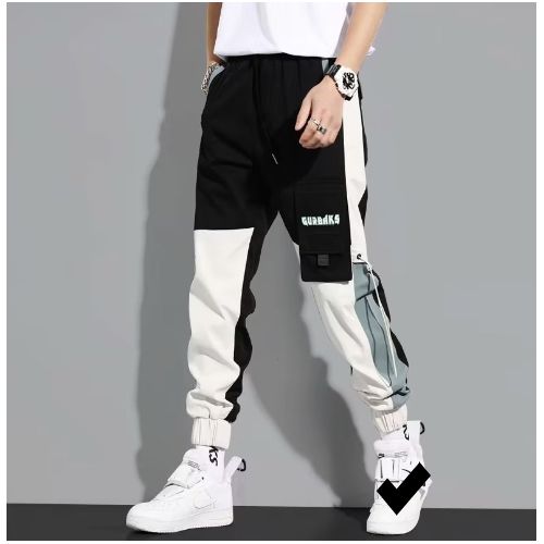 Stylish Men Pants Men Cargo Pants Multi Pockets Mid Waist Lace-up Pants