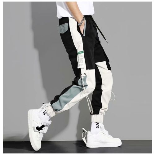 Stylish Men Pants Men Cargo Pants Multi Pockets Mid Waist Lace-up Pants