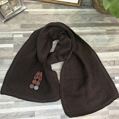 Kids Girls Warm Autumn Winter Soft Cotton Linen Scarf Cute Rabbit Decor Shawl Scarf New,Coffee NO5114