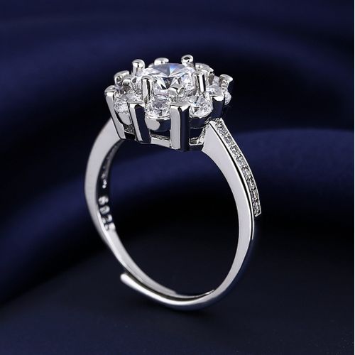 Sunflower Luxury Female  Silver Ring Promise Love Engagement Rings For Women