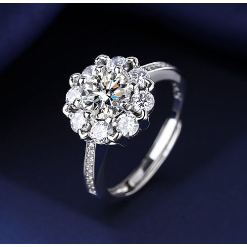 Sunflower Luxury Female  Silver Ring Promise Love Engagement Rings For Women