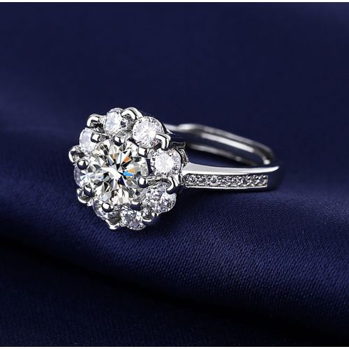 Sunflower Luxury Female  Silver Ring Promise Love Engagement Rings For Women
