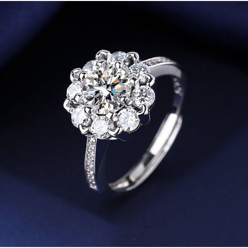 Sunflower Luxury Female  Silver Ring Promise Love Engagement Rings For Women