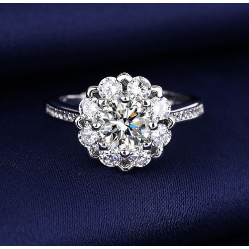 Sunflower Luxury Female  Silver Ring Promise Love Engagement Rings For Women