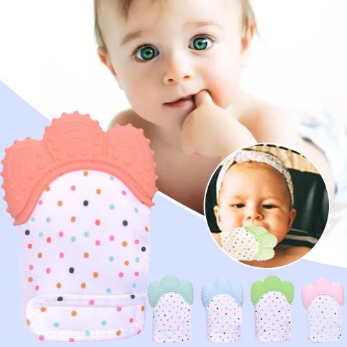 Baby Teething Mittens Self-Soothing Pain Relief Silicone Mitt Bite Resistant Toy NO5300
