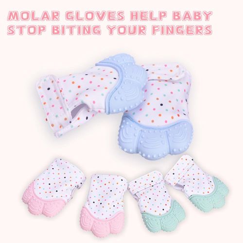 Baby Teething Mittens Self-Soothing Pain Relief Silicone Mitt Bite Resistant Toy NO5300