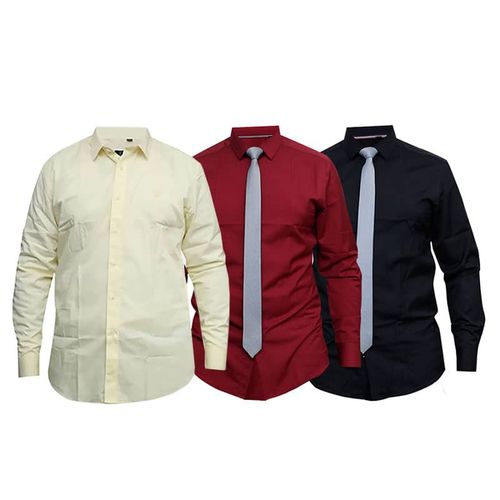 Bundle Of 3 Mens Designer Shirts - Maroon,Black,Cream