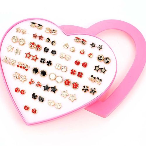 Mateamoda 36 Pairs / Set Earrings Transparent Glue Stick Fashion Ear Studs Female New Heart-shaped Set