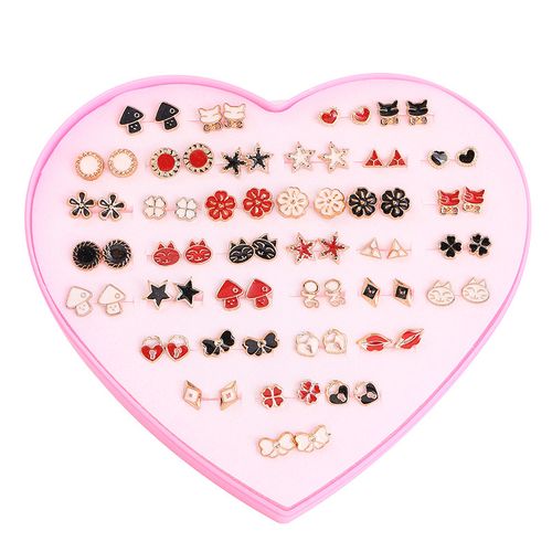 Mateamoda 36 Pairs / Set Earrings Transparent Glue Stick Fashion Ear Studs Female New Heart-shaped Set
