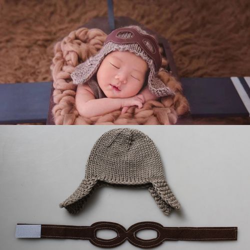 Knitted Hat + Glasses Air Force Cap For Newborn Photography