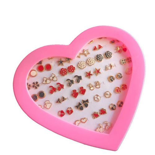 Mateamoda 36 Pairs / Set Earrings Transparent Glue Stick Fashion Ear Studs Female New Heart-shaped Set