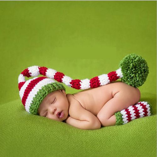 Christmas Baby Hat Newborn Photography Props Crochet Grow A