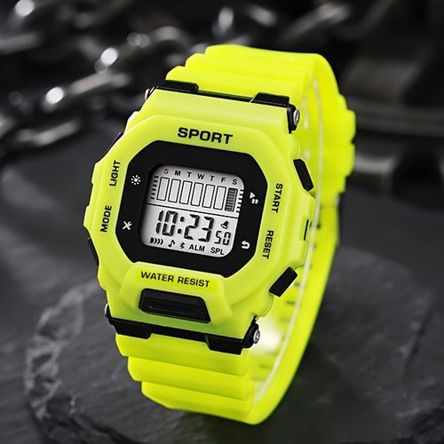 Led Digital Multi-functional Sports Men Watch Yellow