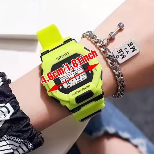 Led Digital Multi-functional Sports Men Watch Yellow