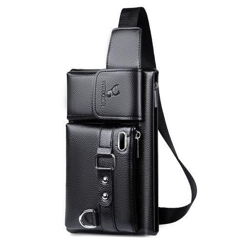 Men's Fanny Bags Multipurpose PU Leather Chest Crossbody Bag
