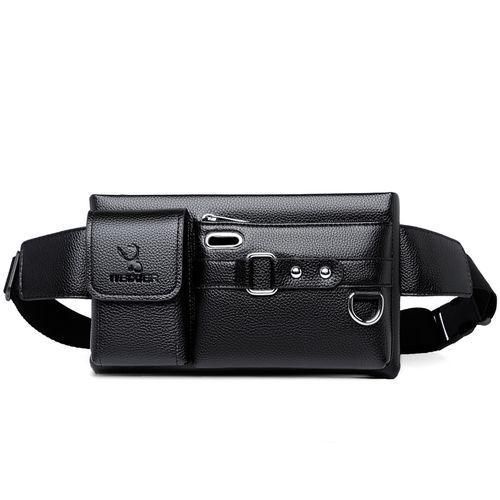 Men's Fanny Bags Multipurpose PU Leather Chest Crossbody Bag