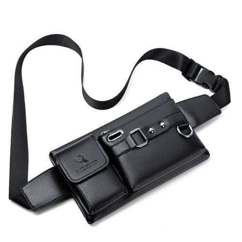Men's Fanny Bags Multipurpose PU Leather Chest Crossbody Bag