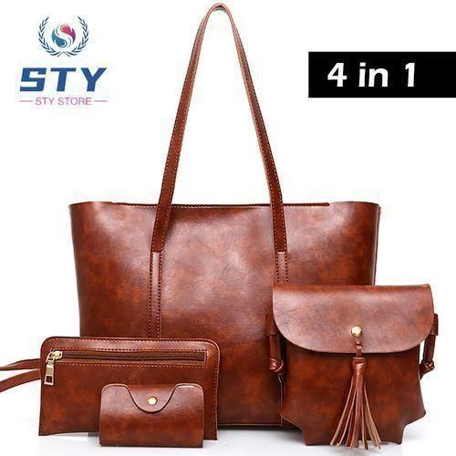 STY Ladies Shoulder Bag Women Handbags Tote Bag Large Capacity PU Color-Block Bag