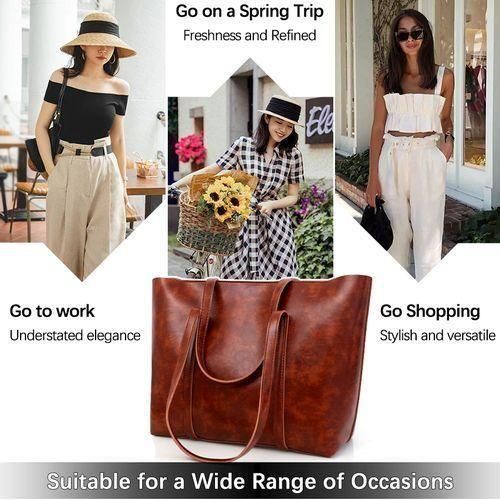 STY Ladies Shoulder Bag Women Handbags Tote Bag Large Capacity PU Color-Block Bag