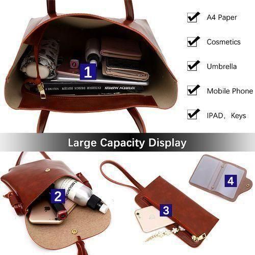 STY Ladies Shoulder Bag Women Handbags Tote Bag Large Capacity PU Color-Block Bag