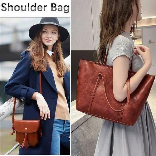 STY Ladies Shoulder Bag Women Handbags Tote Bag Large Capacity PU Color-Block Bag