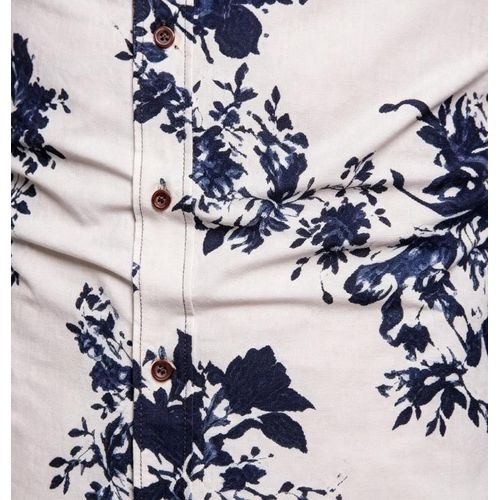 Mens Long Sleeve Casual Pattern Floral Polo Business Printed Shirts