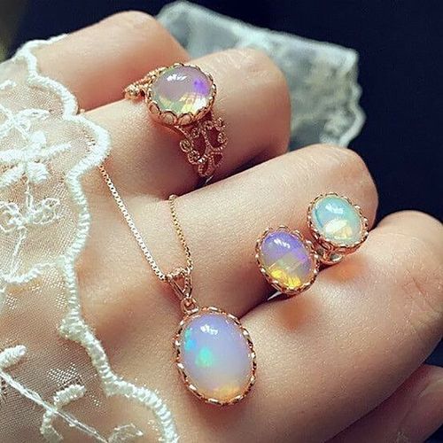 3pc Necklace Ring Earring Combination Set Necklaces Women Jewelry Set